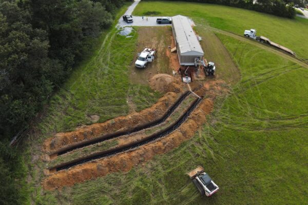 aerial view of sewer lines
